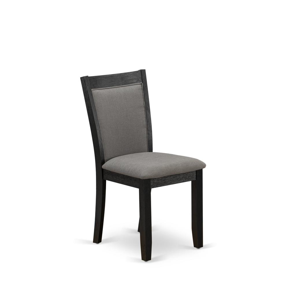 V626MZ650-6 6 Pc Dinette Set - Linen White Table with Dining Room Bench and 4 Dark Gotham Grey Chairs - Wire Brushed Black Finish