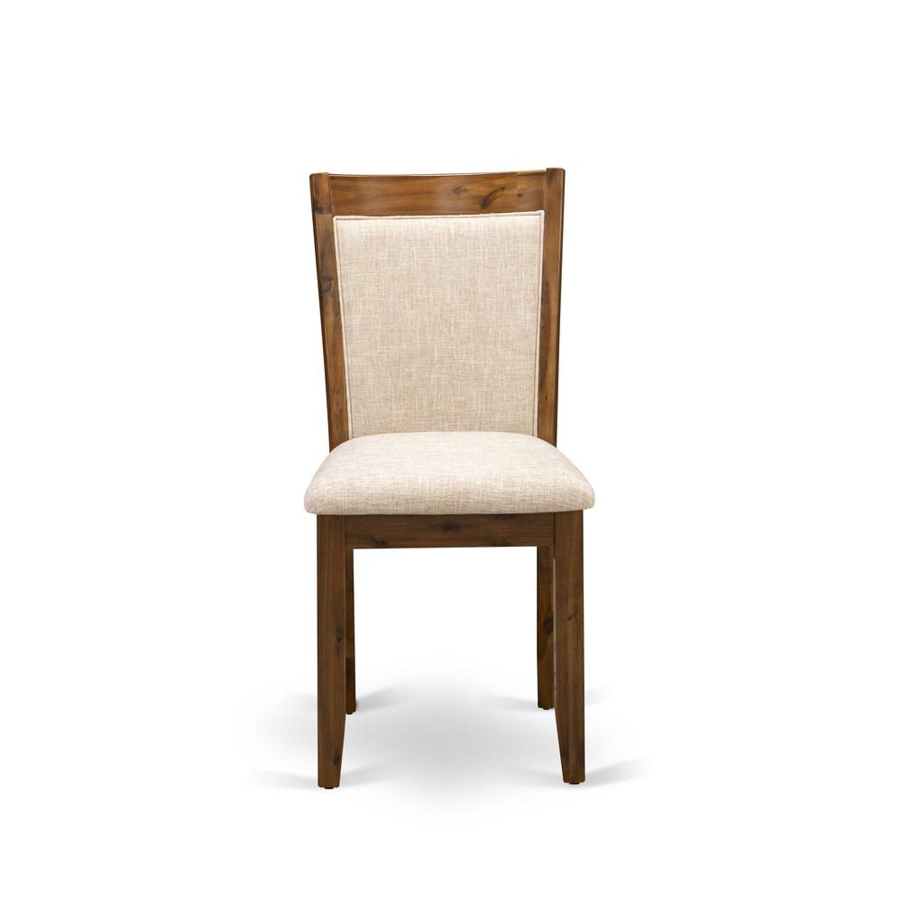 HBMZ5-AWN-04 5-Piece Dining Table Set Contains a Dining Table and 4 Light Tan Padded Chairs - Sand Blasting Antique Walnut Finish