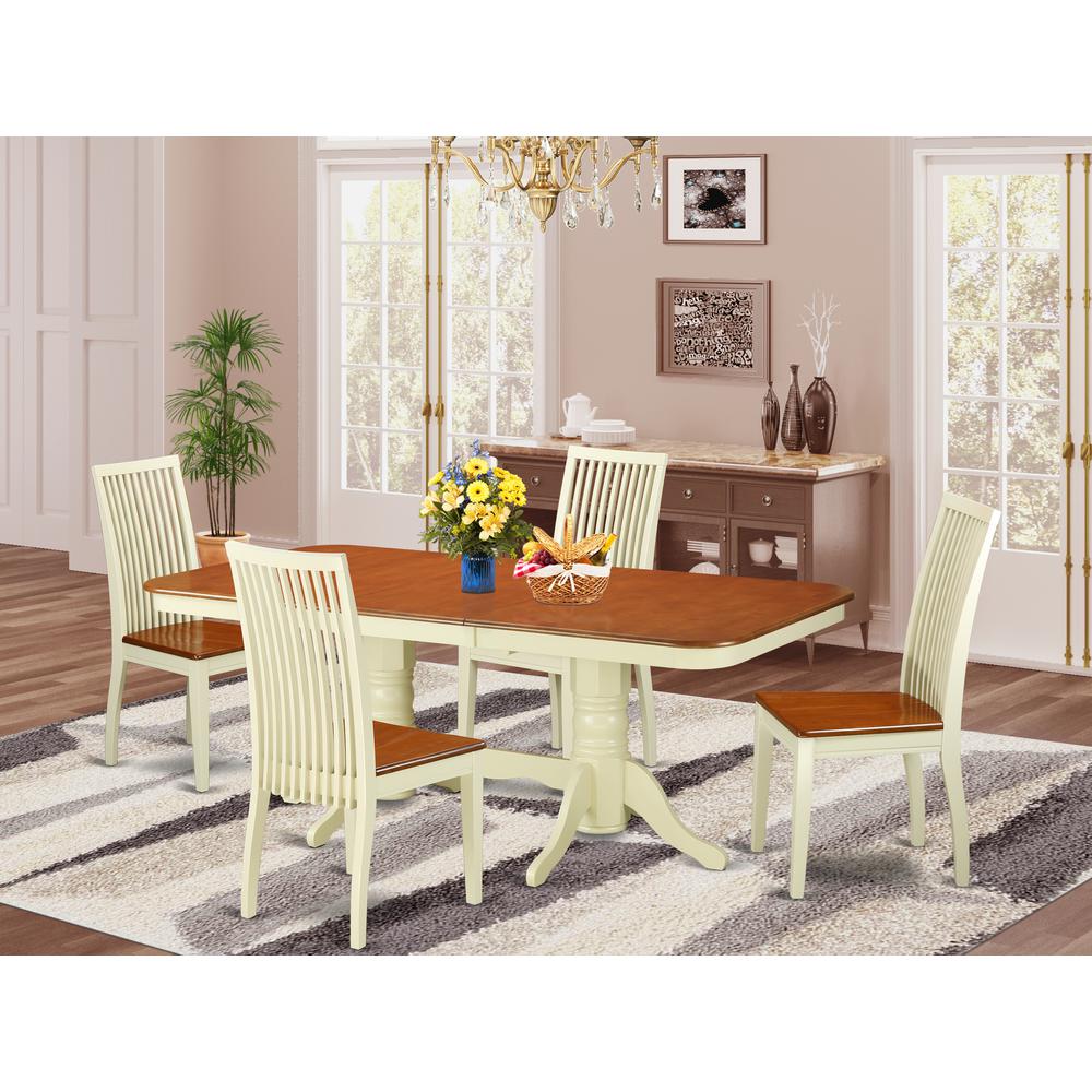 Dining Room Set Buttermilk & Cherry, NAIP5-BMK-W