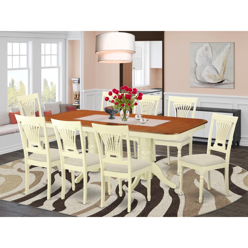 NAPL9-WHI-C 9 Pc dinette set for 8- Kitchen dinette Table and 8 Dining Chairs