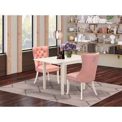 3 Piece Kitchen Set Contains a Rectangle Dining Table with Dropleaf