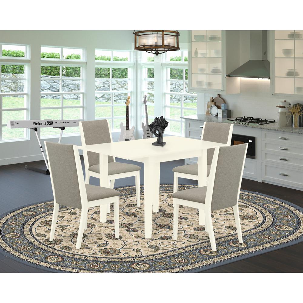 Dining Room Set Linen White, NDLA5-LWH-06