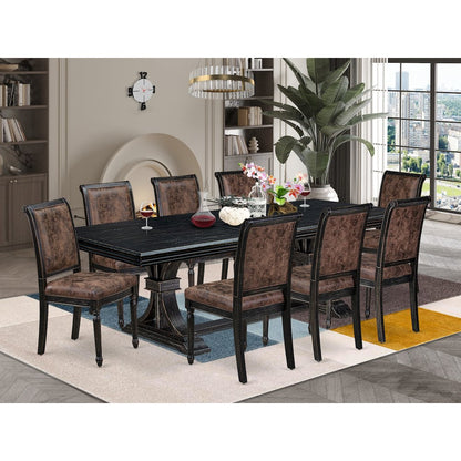 9 piece Dining Table Set consists of a Kitchen Table and 8 Dining Room Chairs