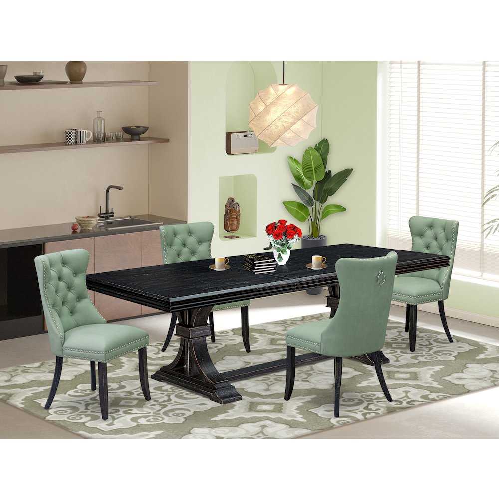 5 Pieces Modern Dining Set a Rectangle Kitchen Table and 4 Dining Chairs