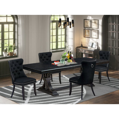 5 piece dining set a rectangular table and 4 Linen Fabric dining Chairs