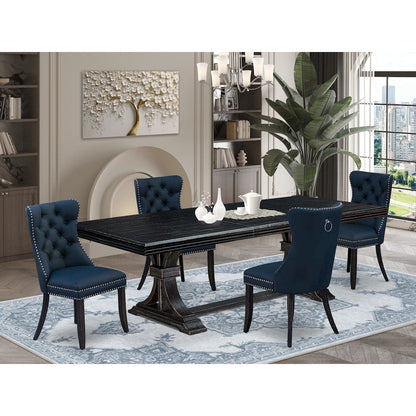 5 piece dining room set a wooden table and 4 Faux Leather dining Chairs