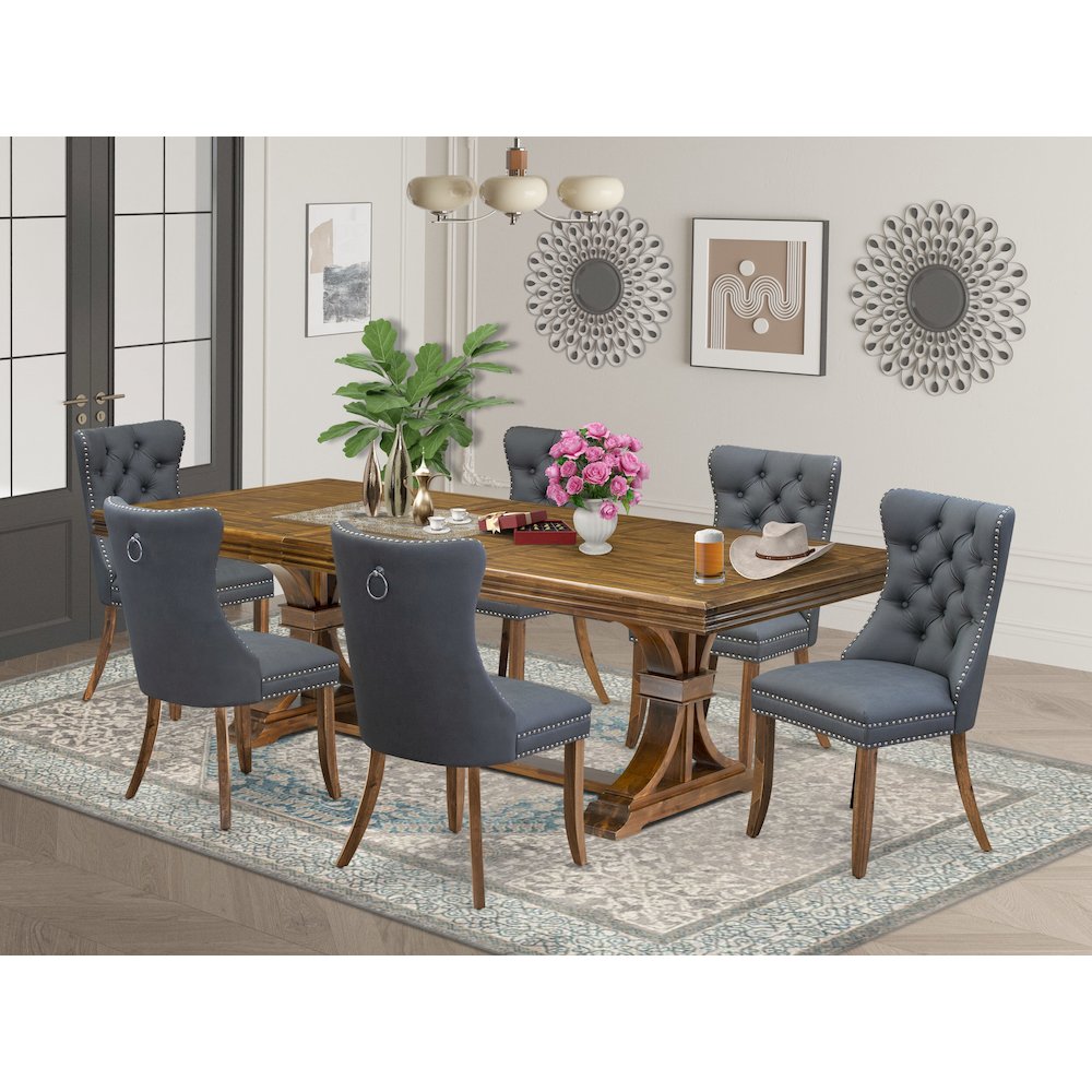 7 piece Dining Table Set includes a Modern Dining Table and 6 Kitchen Chairs
