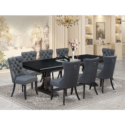 9 Pieces Dining Table Set a Rectangle Table and 8 Dining Chairs