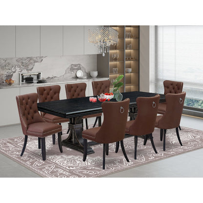9 piece dining room set a breakfast table and 8 Faux Leather dining chairs
