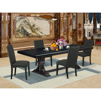 5 piece dining table set of a kitchen table and 4 Linen Fabric dining chairs