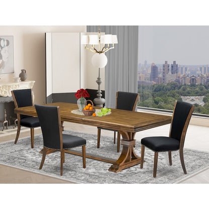 5 piece Kitchen Table Set of a Dining Table and 4 Linen Fabric Kitchen Chairs