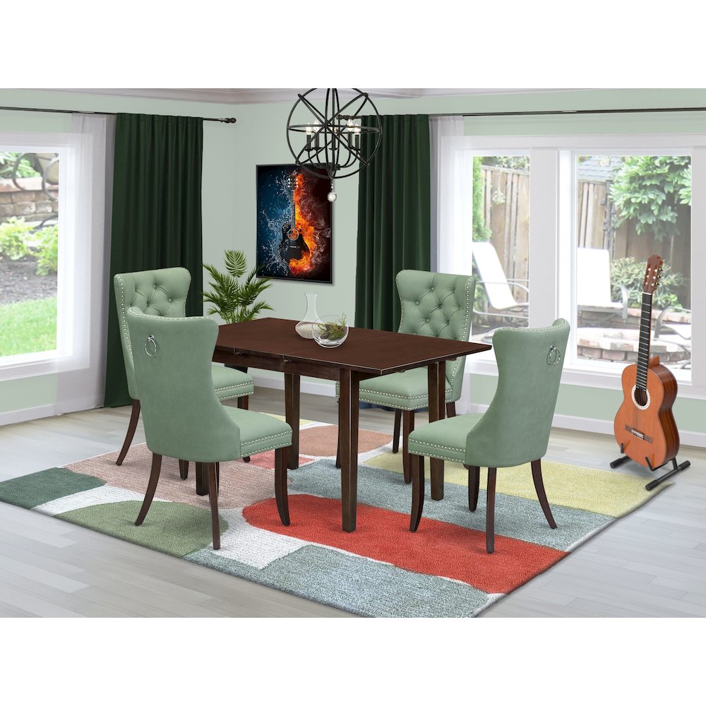5 Piece Dining Set Consists of a Rectangle Wooden Table with Butterfly Leaf