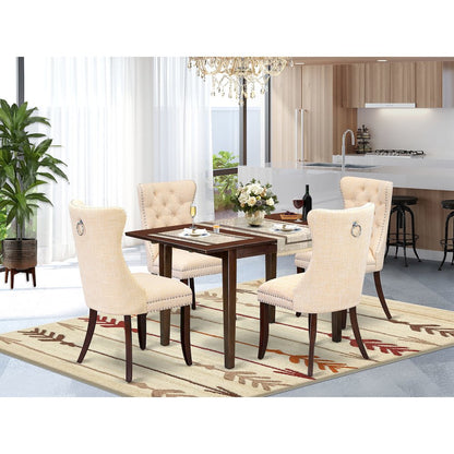 5 Piece Dining Set Consists of a Rectangle Wooden Table with Butterfly Leaf