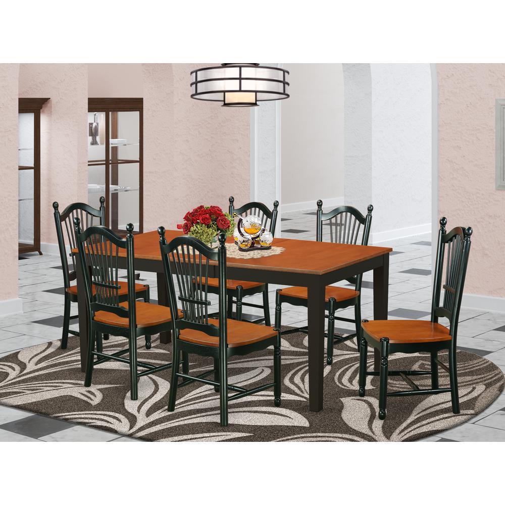 Dining Room Set Black & Cherry, NIDO7-BCH-W