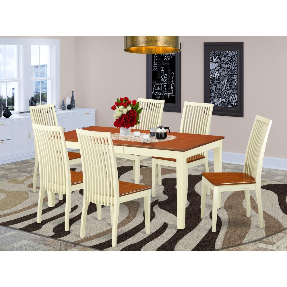 Dining Room Set Buttermilk & Cherry, NIIP7-BMK-W