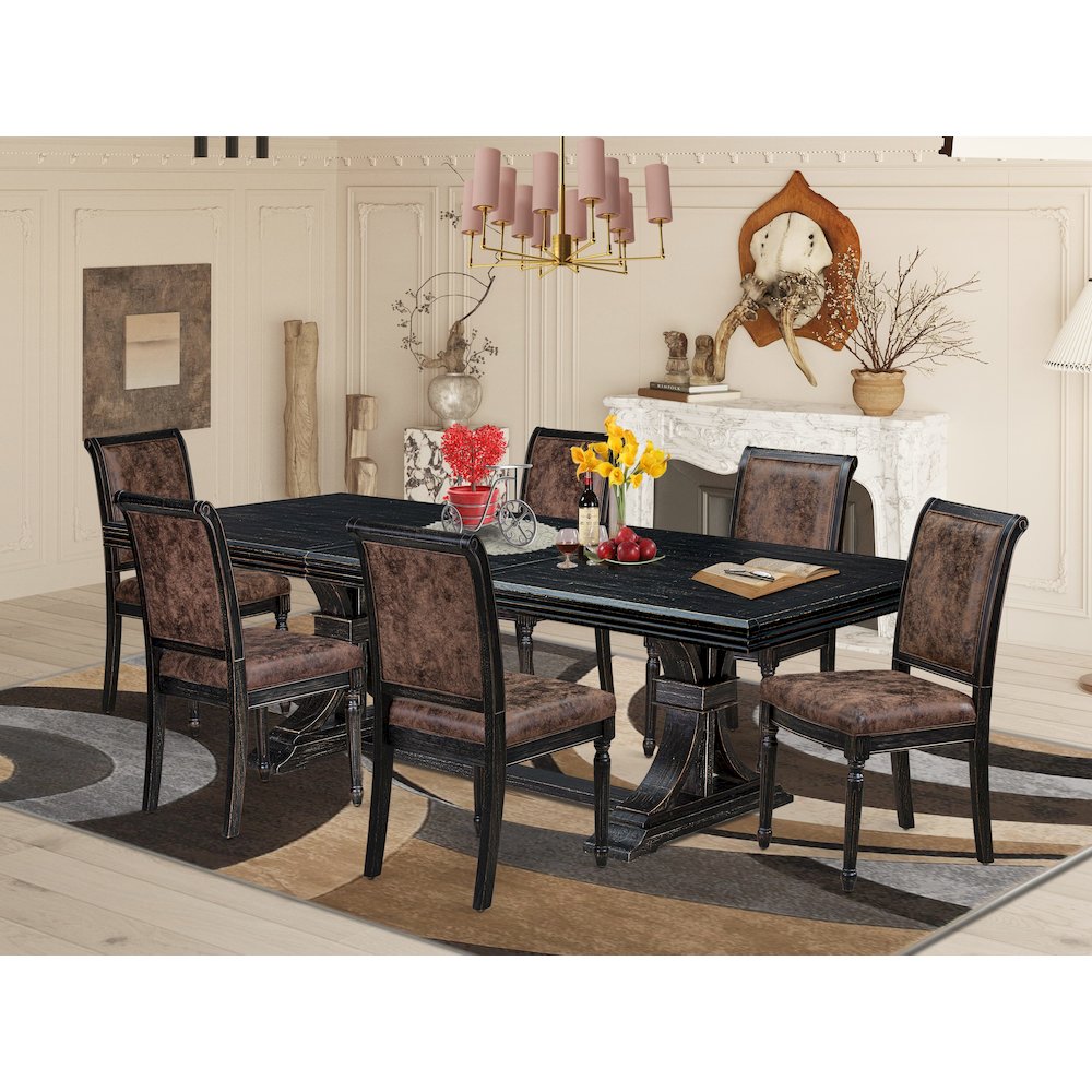 7 piece Modern Dining Table Set of a Dining Table and 6 Dining Room Chairs
