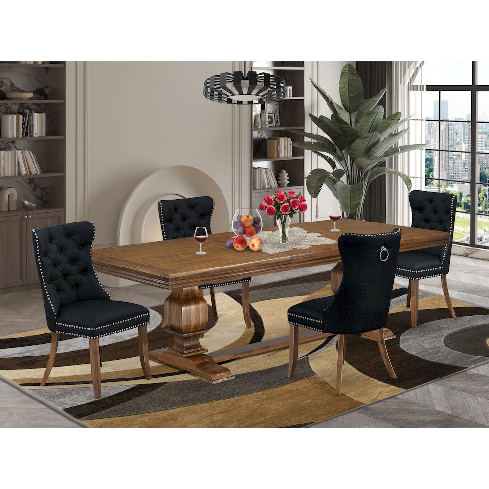 5 Pieces Modern Dining Set a Rectangle Kitchen Table and 4 Dining Chairs
