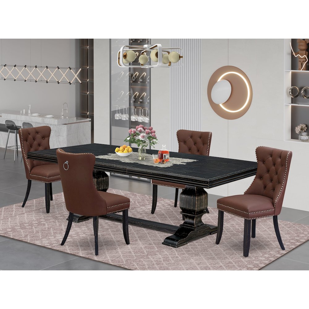 5 piece mid century kitchen set a wooden table and 4 dining chairs