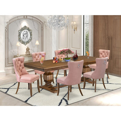 7 piece Modern Dining Table Set of a Dining Table and 6 Dinner Chairs