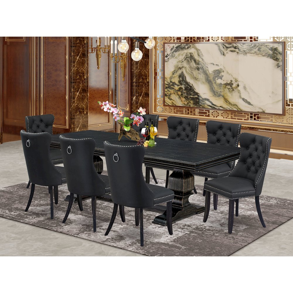 9 Pieces Dining Table Set a Rectangle Table and 8 Dining Chairs
