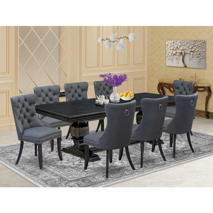 9 Pieces Dining Table Set a Rectangle Table and 8 Dining Chairs