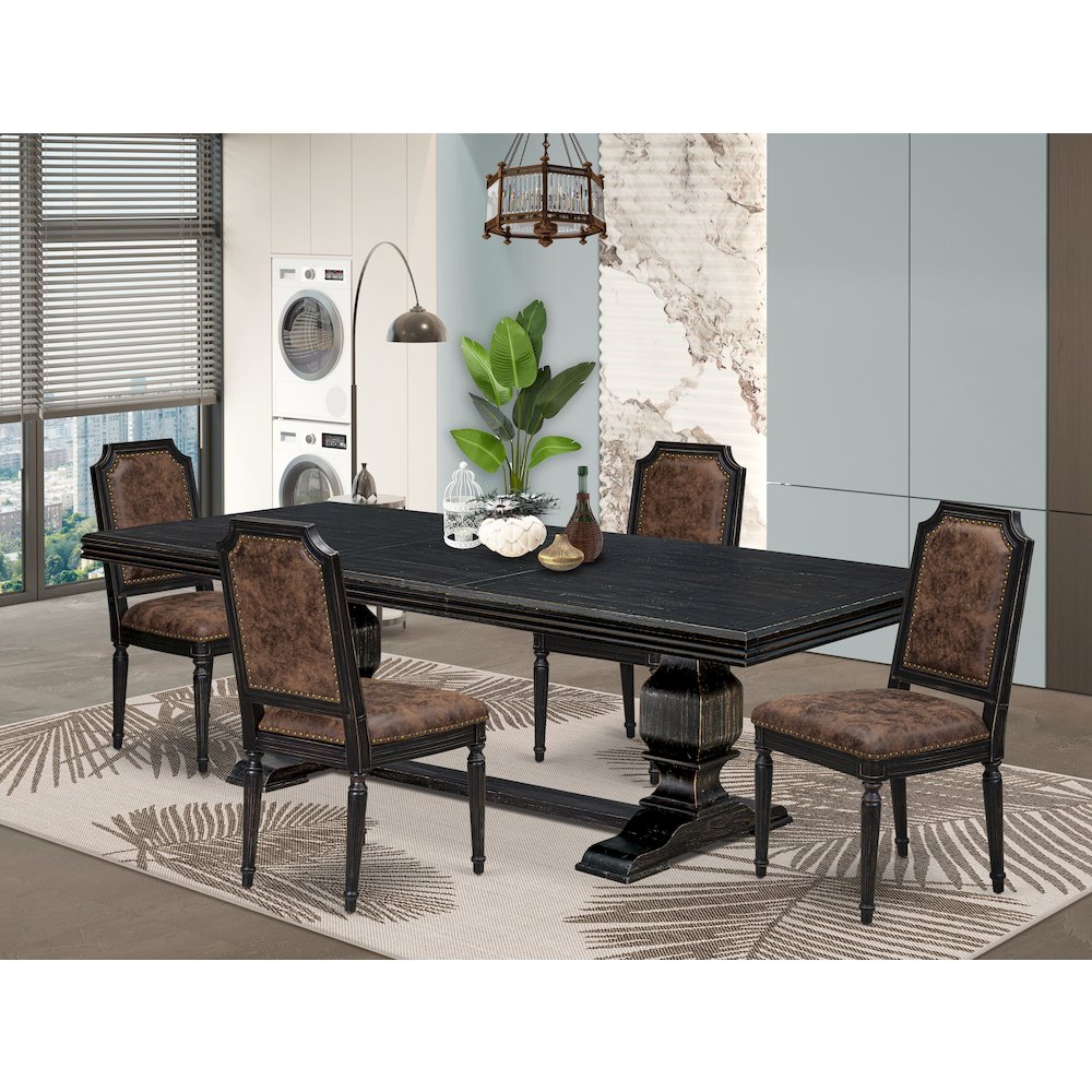 5 piece Kitchen Table Set consists of a Modern Dining Table and 4 Dining Chairs