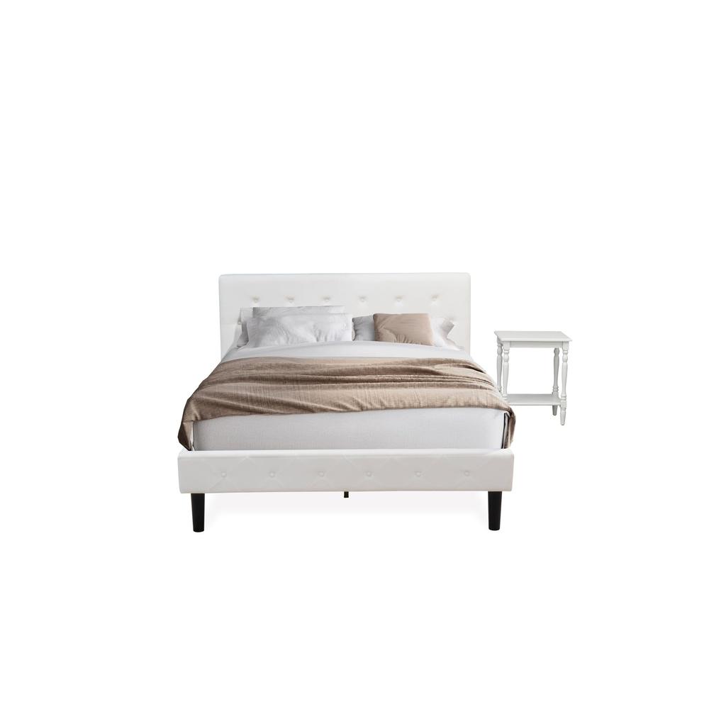 NL19Q-1BF14 2 Piece Bedroom Set - 1 Queen Bed White Velvet Fabric Headboard and 1 Modern Nightstand - Urban Gray Finish Nightstand