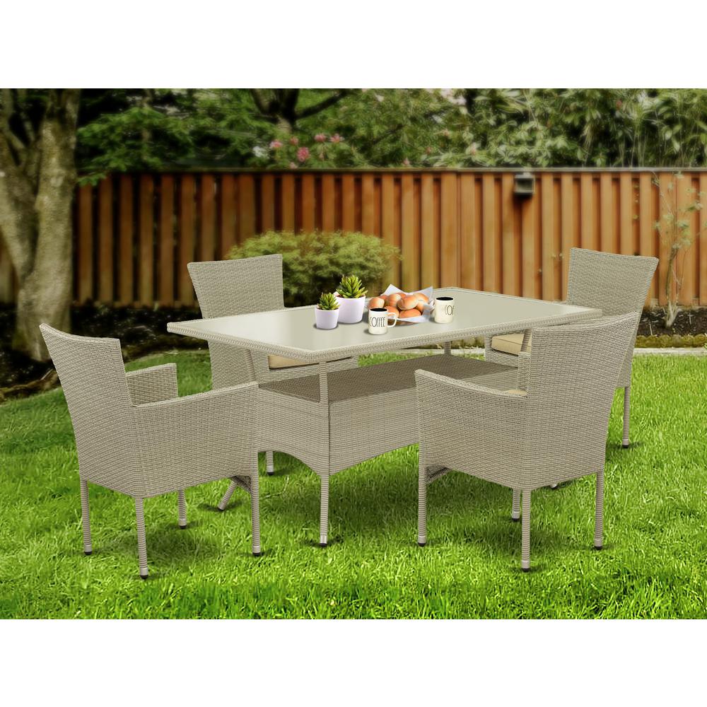 Wicker Patio Set Natural Linen, OSBK5-03A