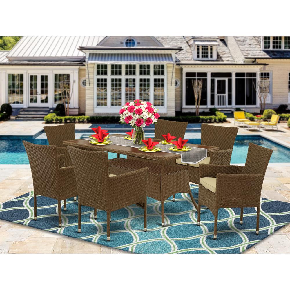 Wicker Patio Set Brown, OSBK7-02A