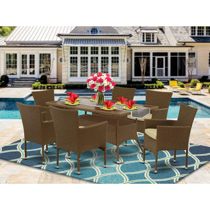 Wicker Patio Set Brown, OSBK7-02A
