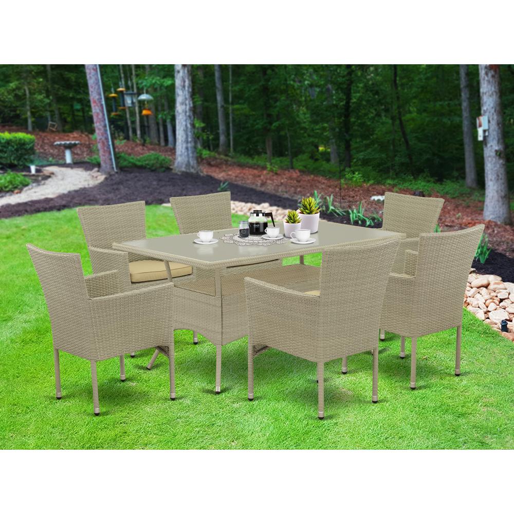 Wicker Patio Set Natural Linen, OSBK7-03A