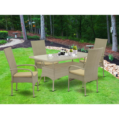 Wicker Patio Set Natural Linen, OSOS5-03A