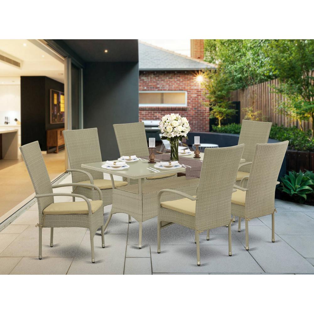 Wicker Patio Set Natural Linen, OSOS7-03A
