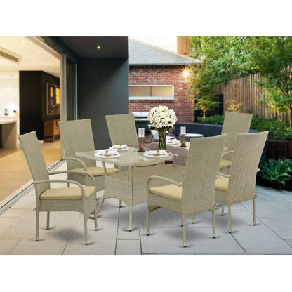Wicker Patio Set Natural Linen, OSOS7-03A