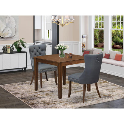 3 Piece Dining Room Set Includes a Square Solid Wood Table and 2 Parson Chairs
