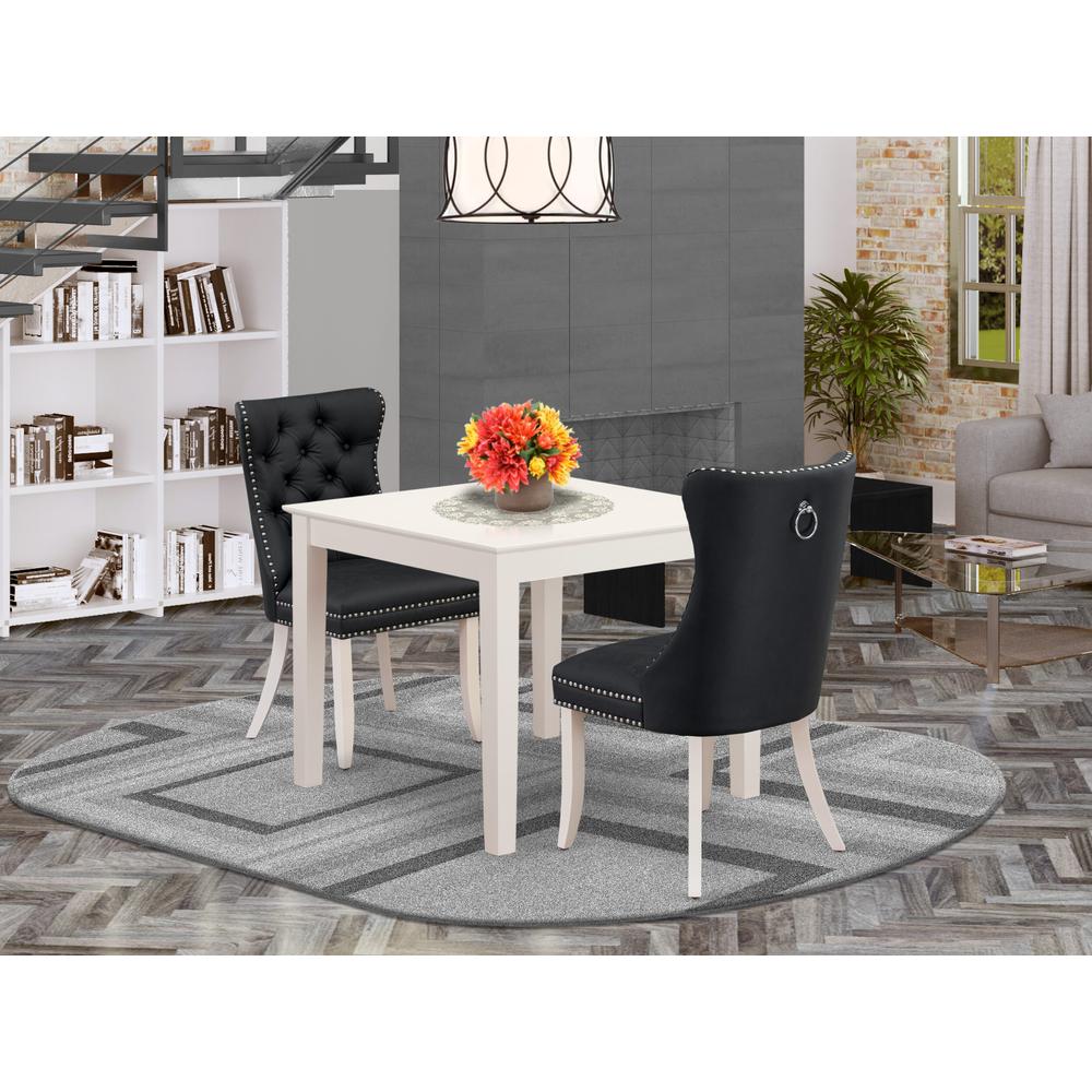 3 Piece Dinette Set Contains a Square Modern Dining Table