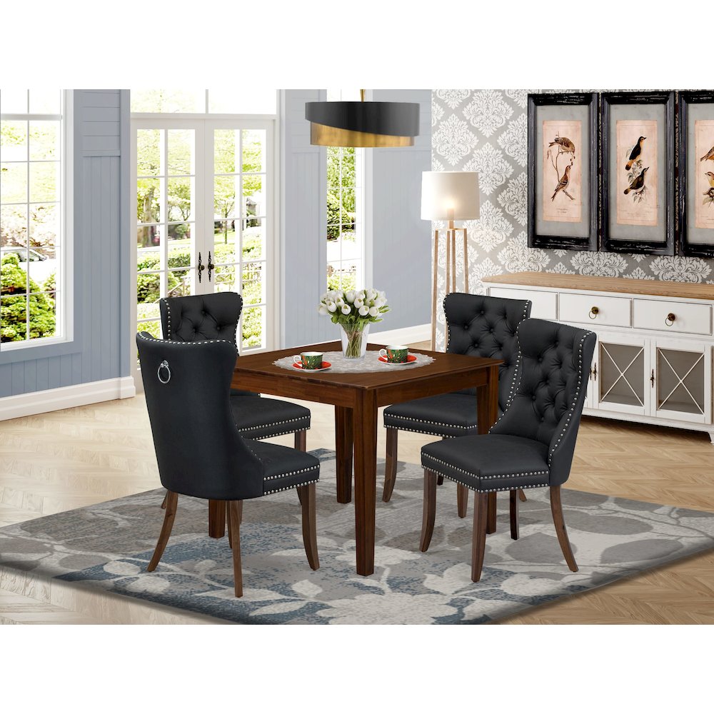 5 Piece Dining Room Furniture Set Contains a Square Solid Wood Table