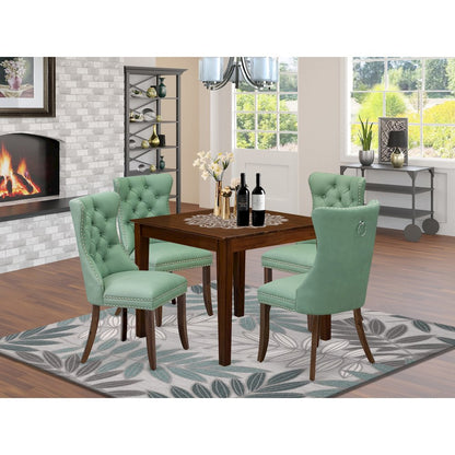 5 Piece Dining Room Furniture Set Consists of a Square Solid Wood Table