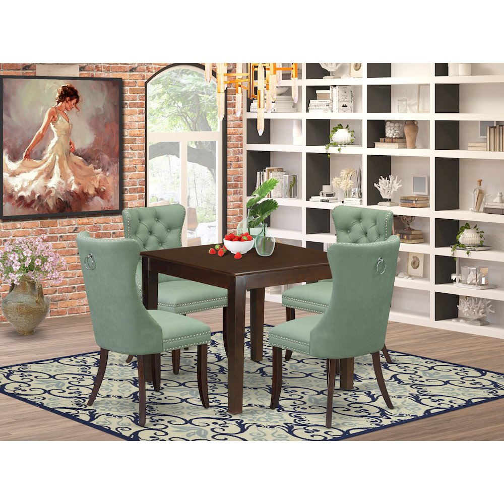5 Piece Dining Table Set for Small Spaces Consists of a Square Kitchen Table