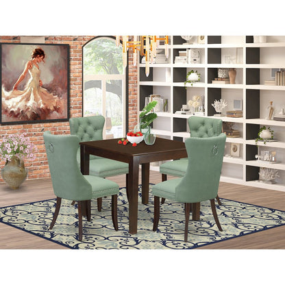 5 Piece Dining Table Set for Small Spaces Consists of a Square Kitchen Table