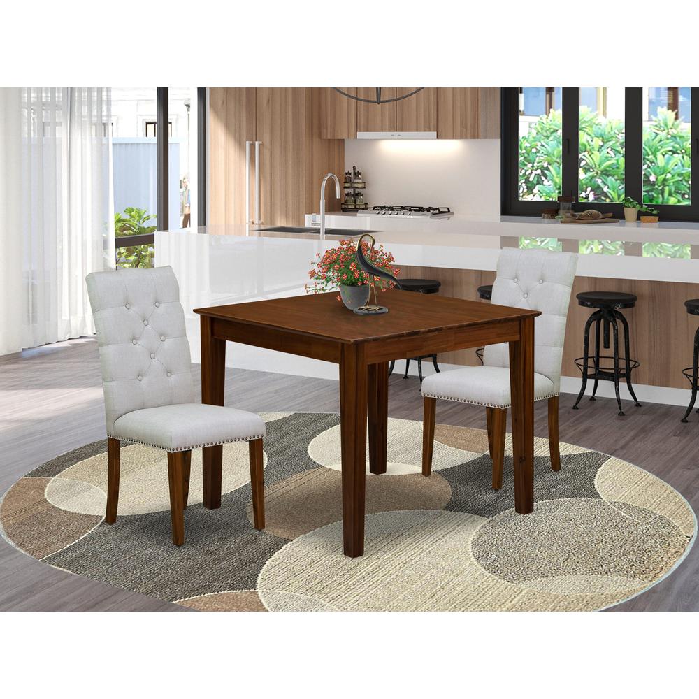 3 Pc Dining Set Contains a Square Dining Table and 2 Upholstered Chairs