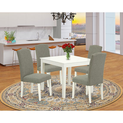 Dining Room Set Linen White, OXEN5-LWH-06