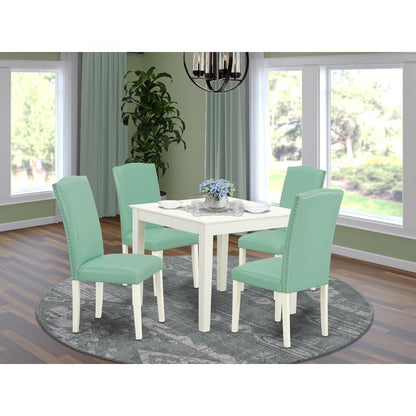 Dining Room Set Linen White, OXEN5-LWH-57