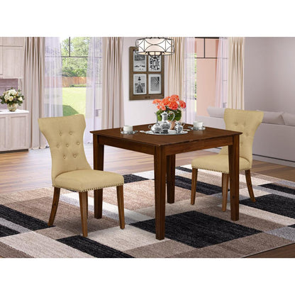 3 Pc Dining Set  Includes a Square Table and 2 Upholstered Chairs