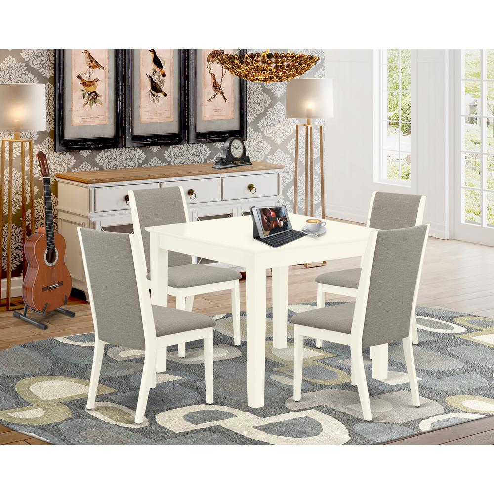 Dining Room Set Linen White, OXLA5-LWH-06