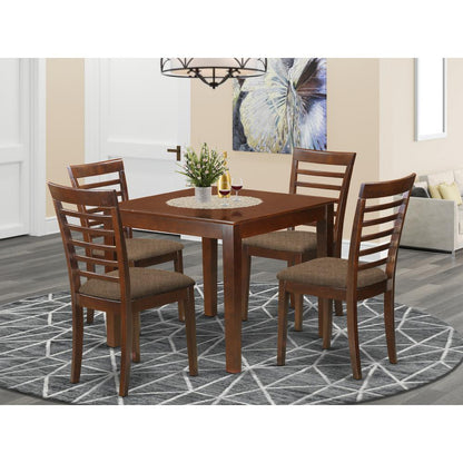OXML5-MAH-C 5 Pc Dinette Table set with a Dining Table and 4 Dining Chairs in Mahogany