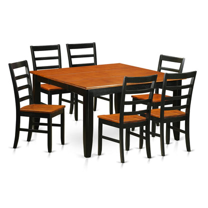 7  Pc  Dining  room  set-Square  Table  with  Leaf  and  6  Dining  Chairs