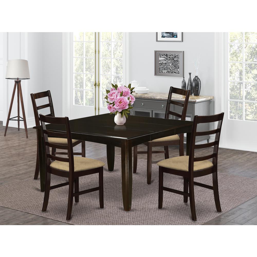 PFAN5-CAP-C 5 Pc Dining set-Table with Leaf and 4 Kitchen Chairs.