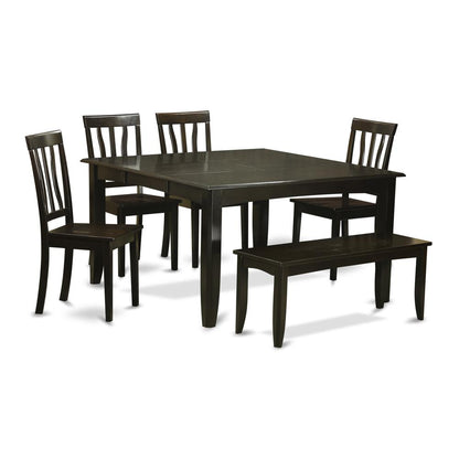 6  Pc  Dining  room  set  with  bench-Table  with  Leaf  and  4  Dining  Chairs  Plus  Bench.