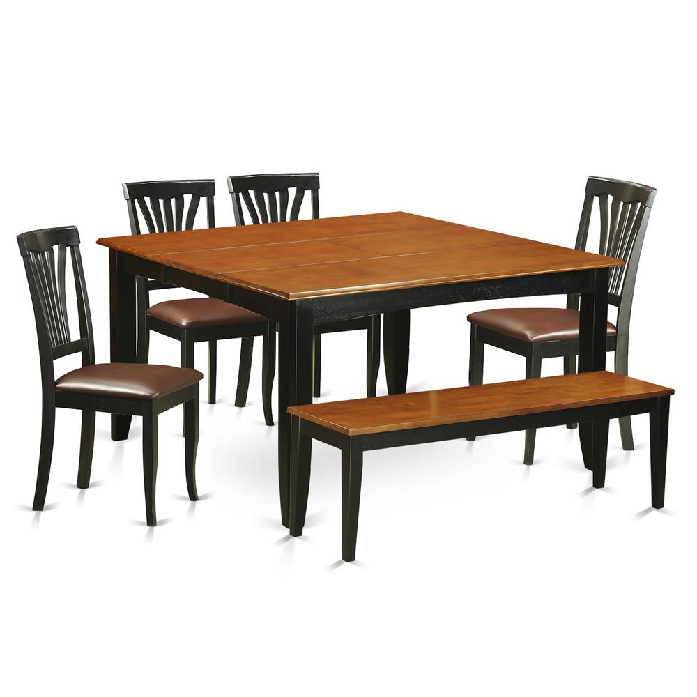 6-PC  Dining  room  set  with  bench-Kitchen  Tables  and  4  Wooden  Dining  Chairs  Plus  bench